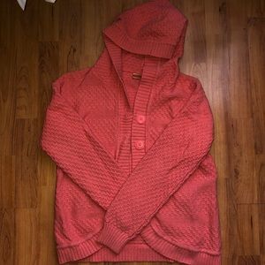 Coral Hooded Knit Cardigan